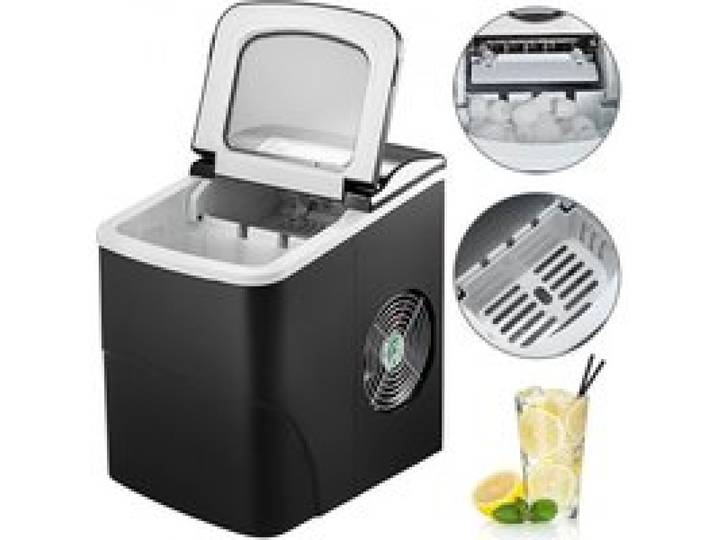 VEVOR Machine à Glaçons 12kg en 24 Hrs 9 Glaçons en 6-10 Min 2 Tailles de Glaçons 110W Machine Professionnel Portable Réservoir d'Eau 2,2L Écran LED Silencieuse avec Pelle à Glace Panier, Noir Blanc