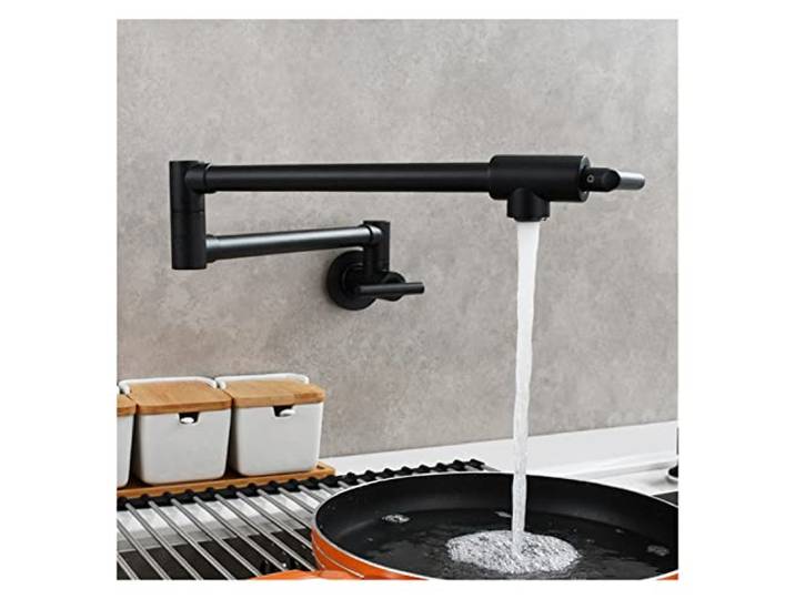 Drehhahn, Klappbarer Wasserhahn mit zwei Schaltern aus Messing, fortschrittlicher rotierender Küchenarmatur, an der Wand montierter Kaltwasserhahn(3)
