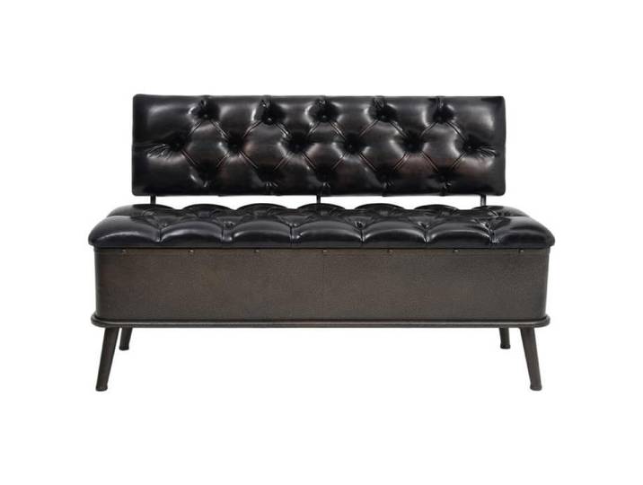1pc Noir Banquette charge max : 110 kg - SWEETY Boîte de rangement - avec dossier 110cm Noir Similicuir CL73501032743