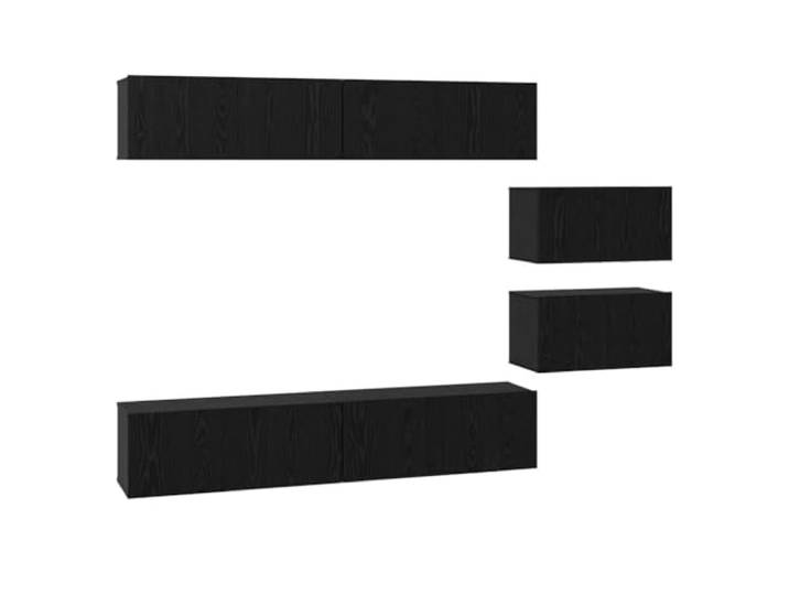 GKHPYURE TV-Möbel-Set, 6-teilig, schwarze Eiche, Holz, mehrschichtig Wandschrank mit Scharniertüren, 80 x 30 x 30 cm, für Wohnzimmer, modernes Design