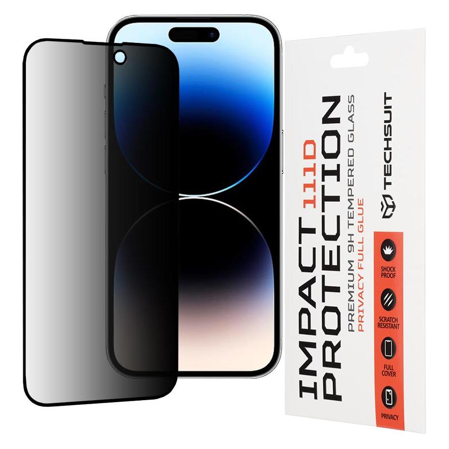 Techsuit - 111D Privacy Full Glue - iPhone 14 Pro - Black (Apple iPhone 14 Pro) (56349884)
