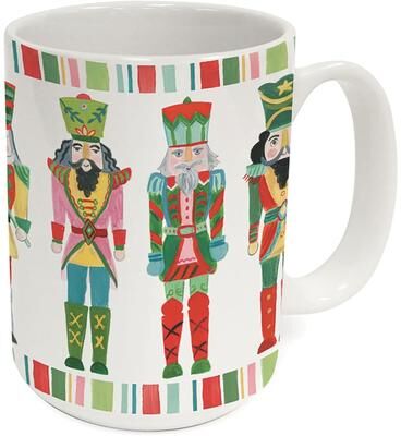 Highland Home Holiday Nutcrackers 15 oz. Ceramic Mug Manufactured in the USA Dishwasher Safe Microwave Safe