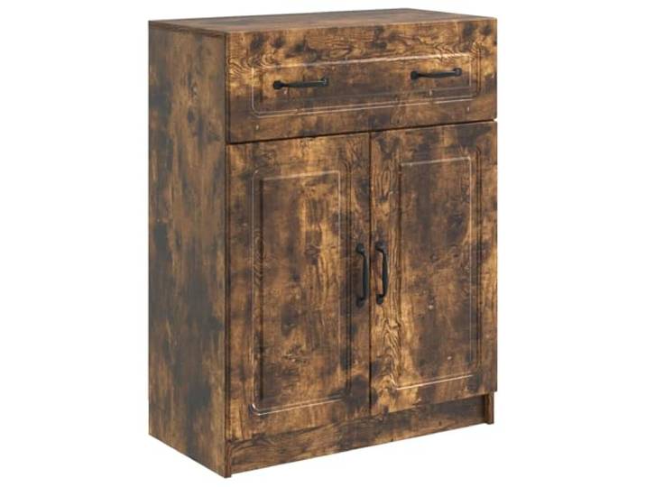 Roanoer Sideboard Geräucherte Eiche 66 x 34,5 x 87 cm Holzwerkstoff Schmales Design für Flur und Wohnzimmer mit 1 Schublade, 2 Schwenktüren sowie stabiler Ablage für Haushaltsgegenstände.