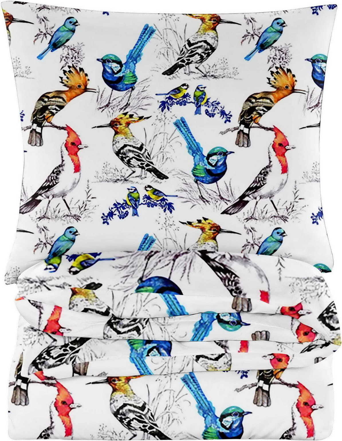Cotton Market Katoenen beddengoed Polis met vogeldesign, 200 x 200 cm