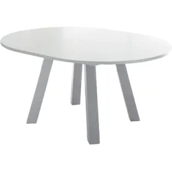 ESSTISCH Rund ausziehbar Edda 4 130 x 130 x 78 Küchentisch Weiß Matt Lack
