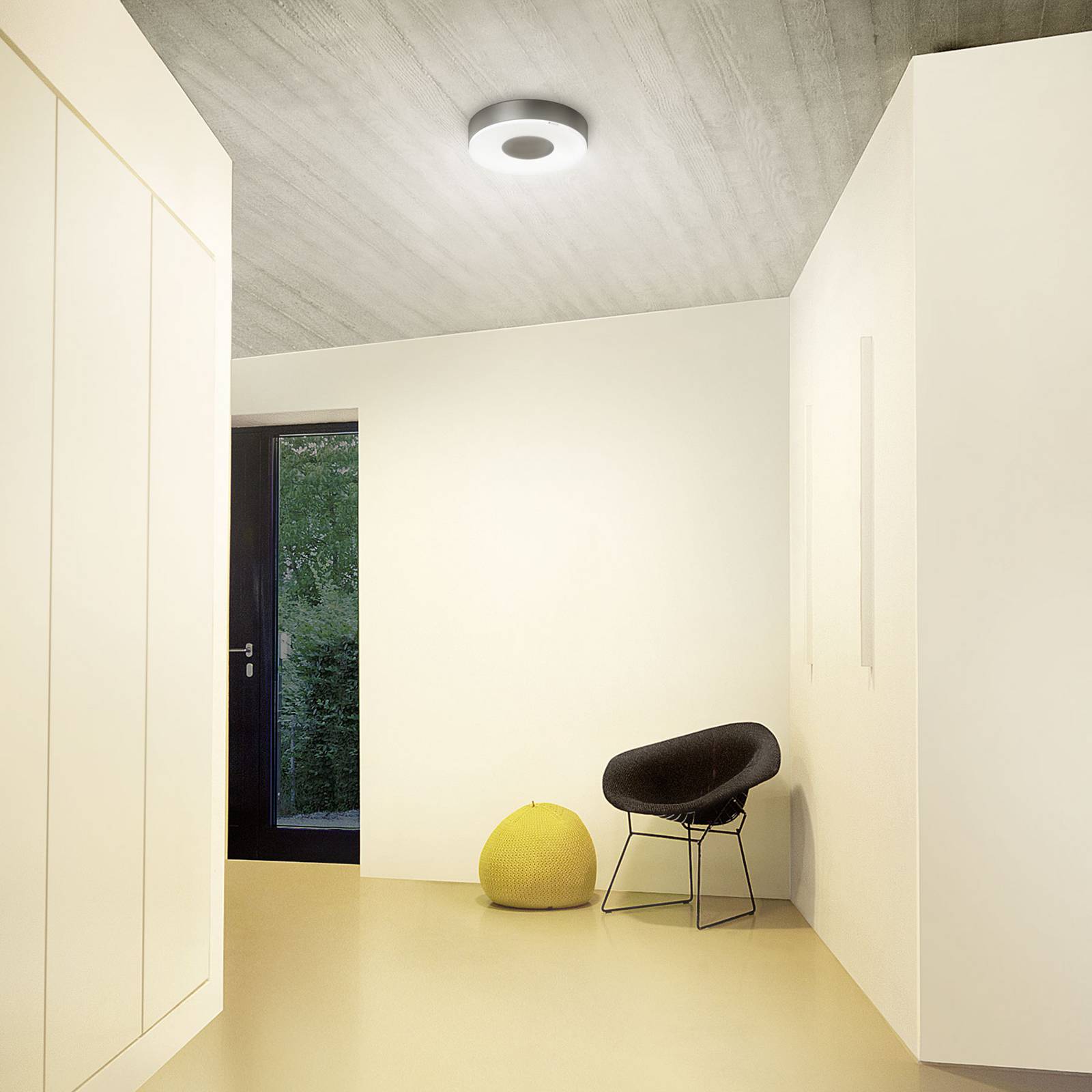 STEINEL Deckenlampe mit Bewegungsmelder RS 200 SC, dimmbar, schwarz, für Badezimmer, Aluminium, Modern, Deckenlampe mit Sensor