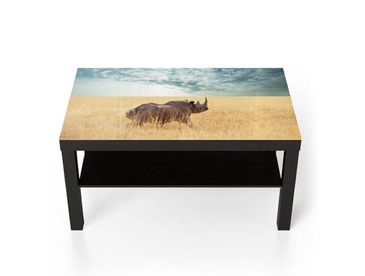 DEQORI Glastisch schwarz groß 90x50 cm Motiv Goldene Wildnis ausgefallener Beistelltisch aus Glas Hochglanz Couchtisch fürs Wohnzimmer moderner Couch Tisch mit Design