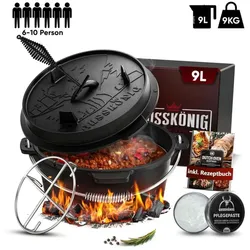 GUSSKÖNIG Klassisch Dutch Oven Set 9 L ohne Füße