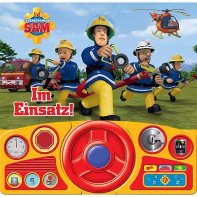 Feuerwehrmann Sam - Im Einsatz! - Soundbuch - Pappbilderbuch mit beweglichem Lenkrad und 13 spannenden Geräuschen für Kinder ab 3 Jahren, Gebundene