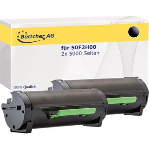 kompatibel für Lexmark 50F2H00, 2x 5000 Seiten, schwarz, 2 Stück