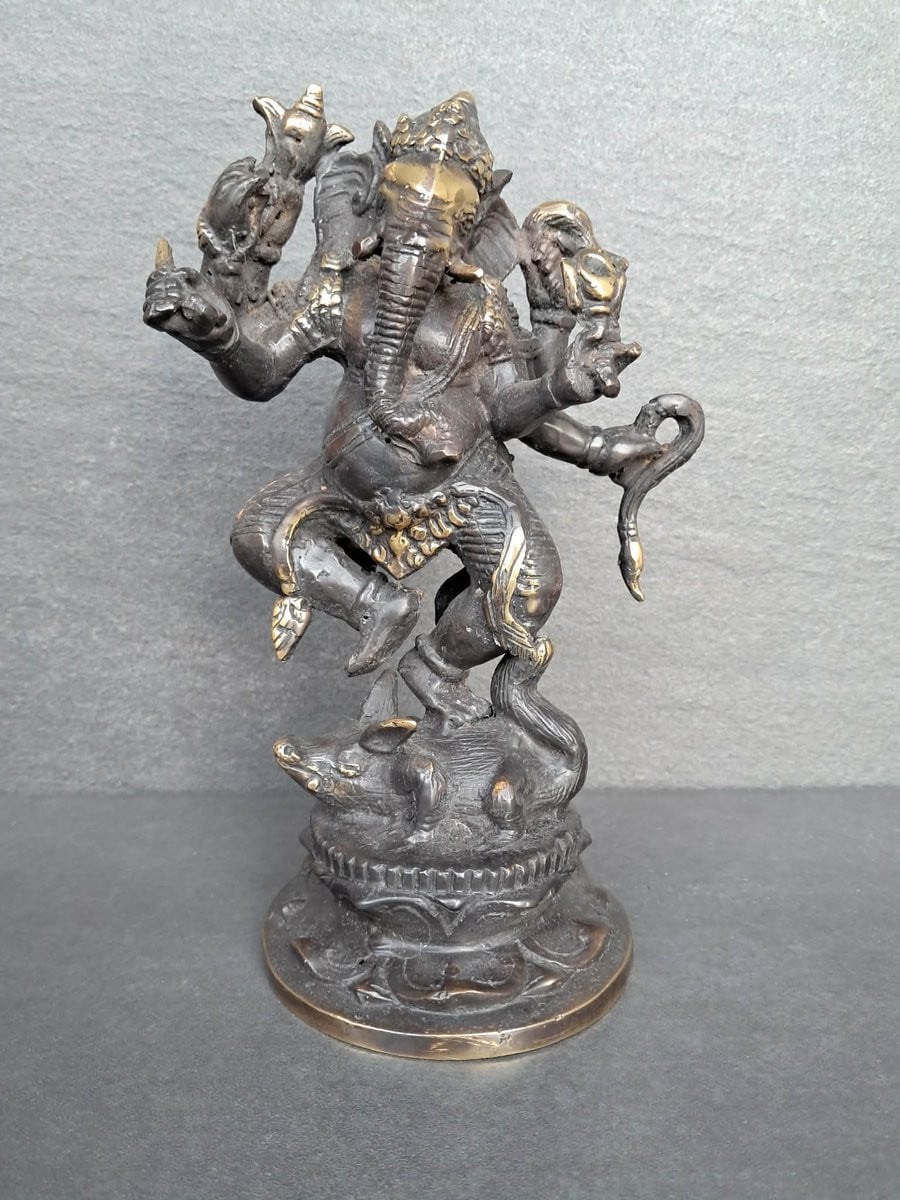 Bronzen Ganesh Ganapati standbeeld voor op tafel