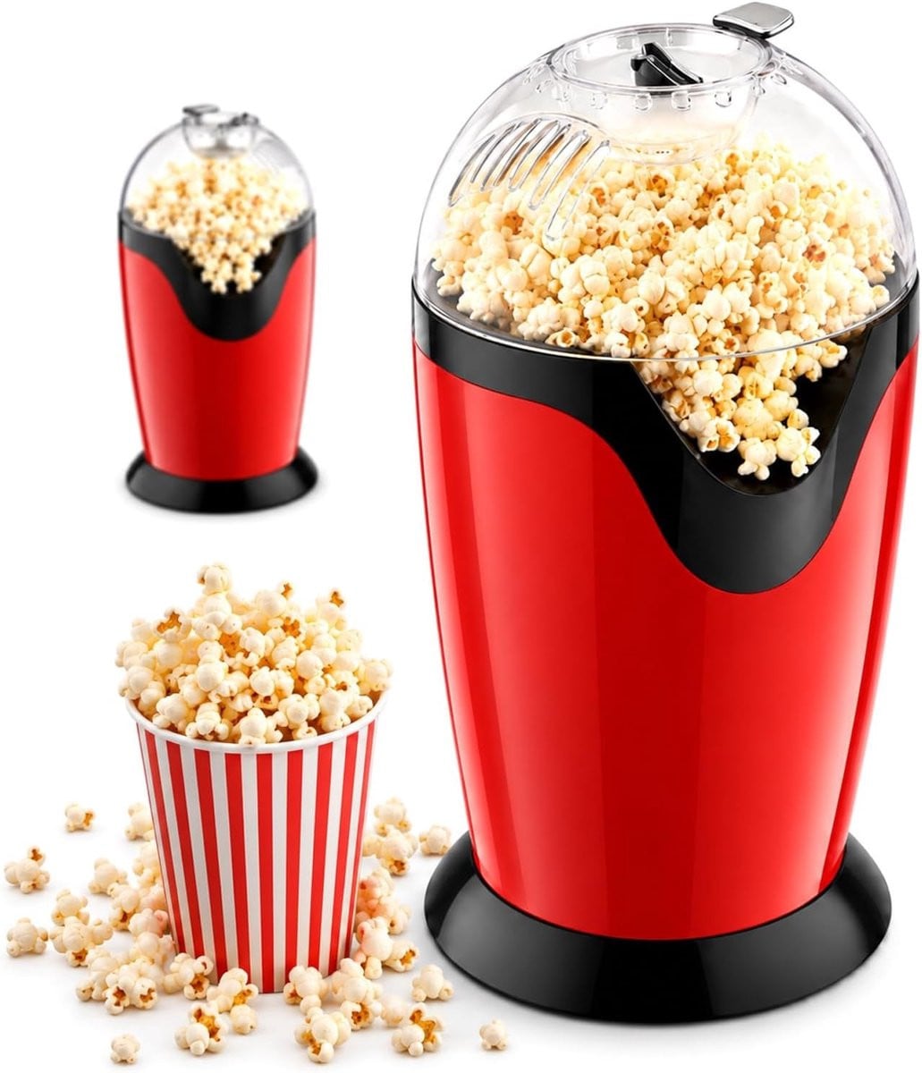 Popcornmachine 1200W met meetbeker en transparant deksel