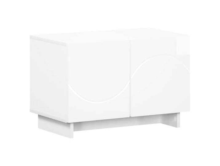 Favemtsl TV-Lowboard 60x34,5x40 cm Fernsehtisch Hochglanz Weiß Kompaktes Medienboard mit 2 Türen für Wohnzimmer und Schlafzimmer, bietet geschützten Stauraum für Zubehör.