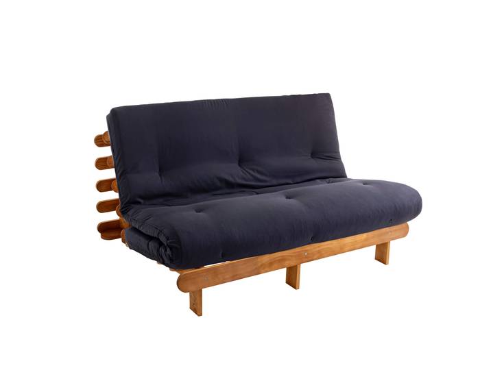 Ensemble matelas futon en coton et structure en bois massif naturel 160x200 Anthracite