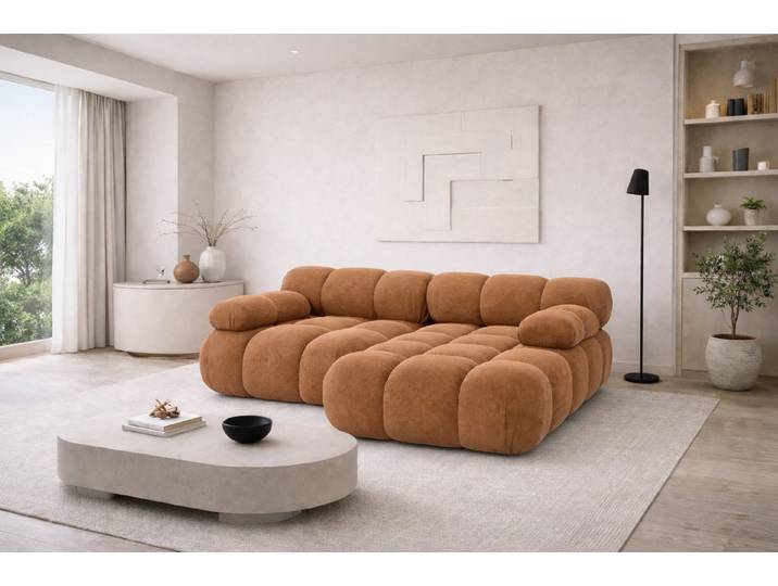 Kaiser Möbel Ecksofa L Mini, modular für Wohnzimmer, Veloursstoff Salvador, Selia, Modernes, zeitloses Design,Flexible Modul-Kombination möglich