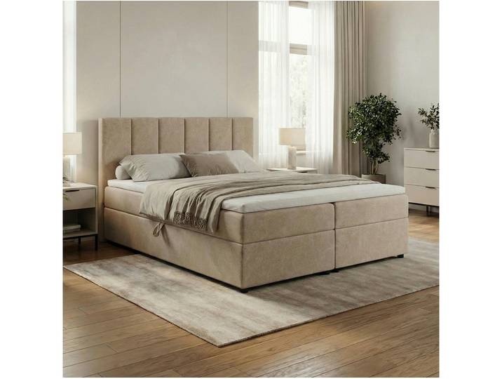MOEBLINE Boxspringbett Doppelbett Polsterbett ALTIRE 140x200 castel 15 zwei Bettkästen