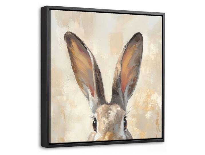 LEINWAND Bilder mit Rahmen - Hase - Ohren - Braun - 20x20