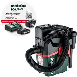 Metabo Akku Sauger AS 18 HEPA PC Compact 18 V 6L man. Filterreinigung + Zubehör