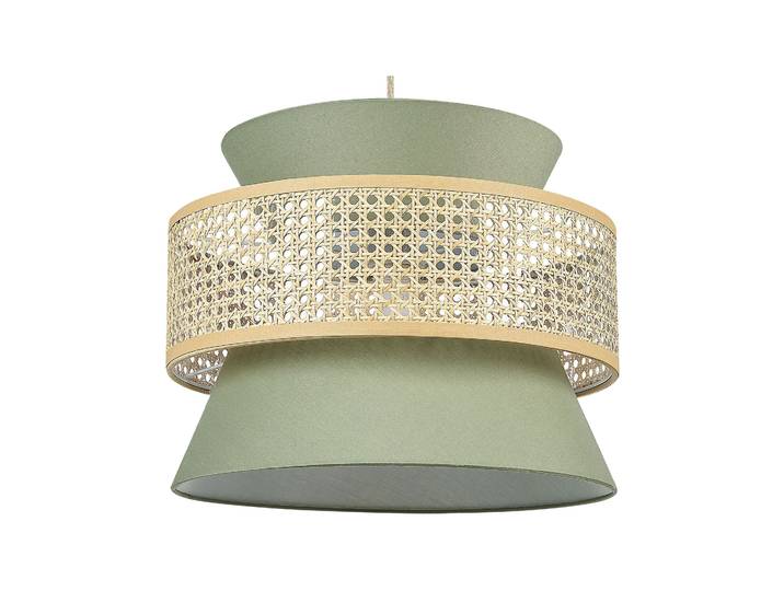 BELIANI Hängelampe Hellgrün und Naturfarben Rattan mit Stoff 1-Flammig Kegelform Modern Boho Wohnzimmer Esszimmer Beleuchtung Ausstattung Pendelleuchte
