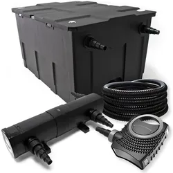 Wiltec, Brunnen + Gartenteich, Filter Set Bio Teichfilter 60000l SuperEco Pumpe Schlauch 24W UV Teichklärer 091
