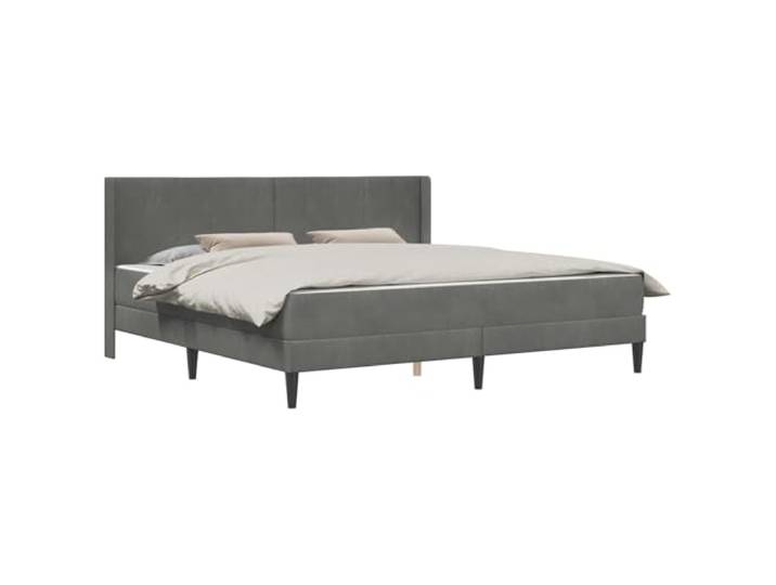 HMDNGOUT Bettgestell mit Matratze 200x200 cm, Doppelbett Samt Dunkelgrau, Bett mit Kopfteil aus Sperrholz, stabiles Bettgestell mit Stauraum