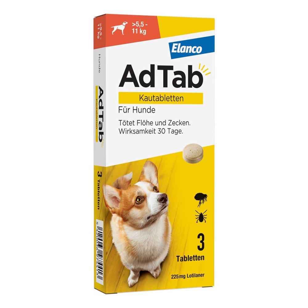 Elanco Deutschland GmbH AdTab Hund 5,5 - 11 kg Kautablette gegen Zecken und Flöhe 18752657
