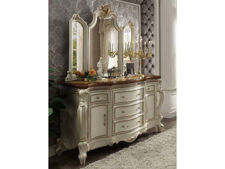 JVmoebel Sideboard Barocke Anrichte mit Spiegel in Handarbeit aus robustem Holz (2 St), Made in Europa