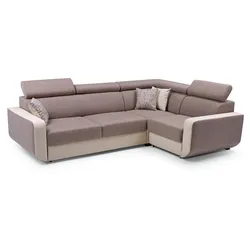 ECKSOFA MIRA Braun Geflochtener Stoff mit Schlaffunktion