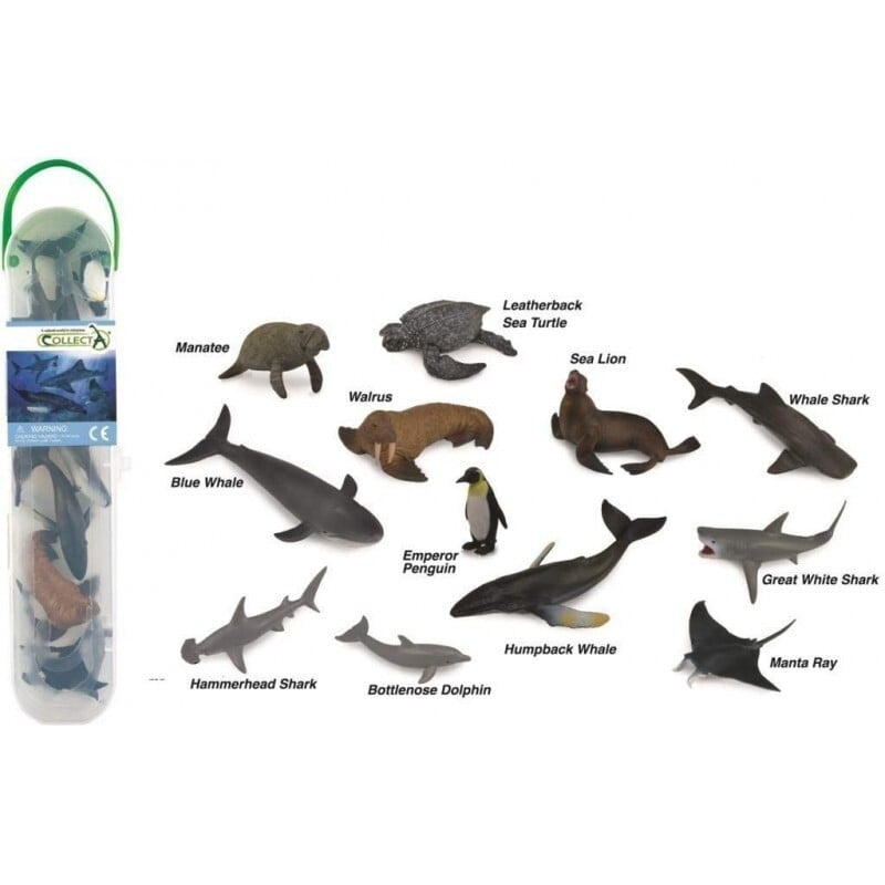 Collecta Doos met 12 miniatuurfiguurtjes van zeedieren, set 1