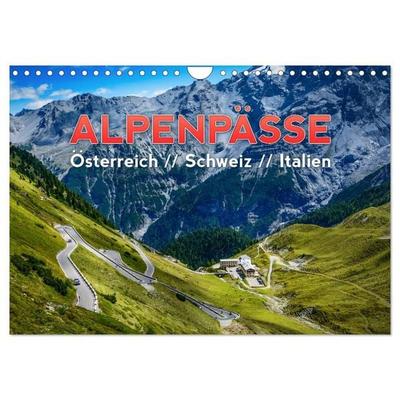 ALPENPÄSSE Österreich - Schweiz - Italien (Wandkalender 2026 DIN A4 quer), CALVENDO Monatskalender