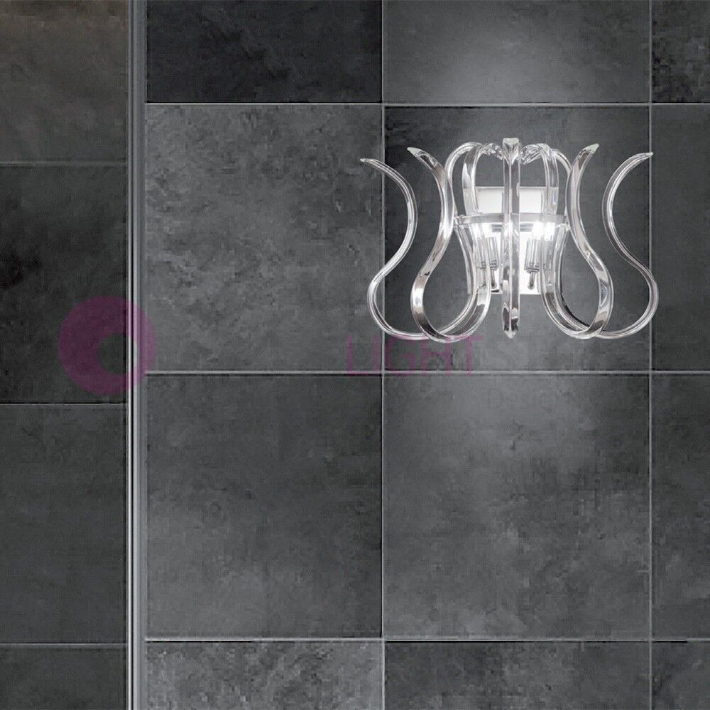 Wave Applique Moderno Cromato Con Vetri Cristallo