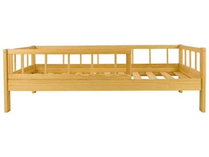 Velinda Kinderbett Einzelbett Kojenbett Sofabett Holzbett Schutzgitter klassisch 160x80 (Farbe: naturfarben)