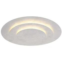 LED Deckenleuchte silber Wohnzimmerleuchte silber Esszimmerlampe rund, Metall, 40W 2400Lm warmweiß, DxH 49x7,5 cm