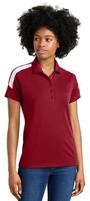 Sport-Tek LST104 Women's Competitor United Polo Shirt in Deep Red/White size 4XL   Polyester