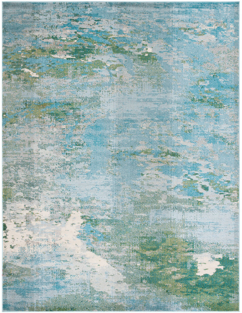 House of Hampton Abstract Area Rug Blue/ Green Rectangle 183 x 274 cm