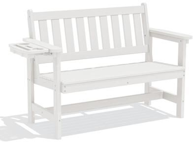 CLICKBIN 2 Person HDPE Outdoor Bench with Side Holder,562 lbs Weight Capacity