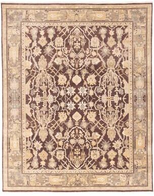 ECARPETGALLERY Hand-knotted Jamshidpour Dark Brown Wool Rug - 7'11 x 9'11
