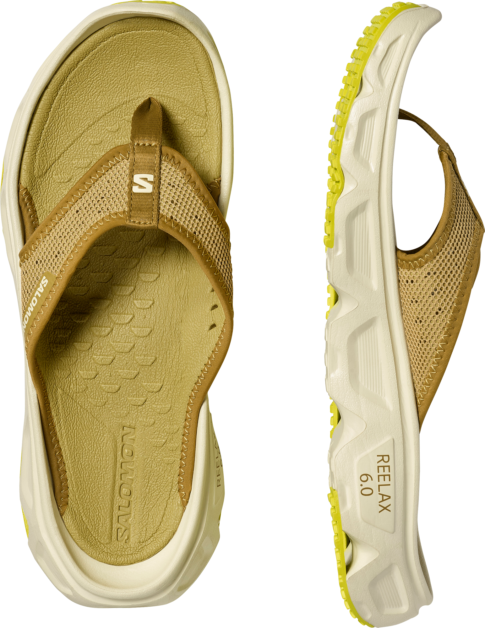 Zehentrenner SALOMON "REELAX BREAK 6.0", Herren, Gr. 42,5, willow, aspargus grün, acid lime, Textil, Schuhe Zehentrenner willow, aspargus grün, acid lime 42,5