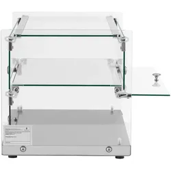 Royal Catering Gastro Kuchenvitrine Buffetvitrine Tortenvitrine Panoramavitrine 50 L 2 Ebenen, Vorratsbehälter, Silber