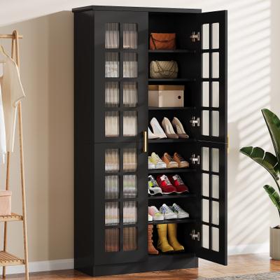 Bluebell 8-Tier Modern Shoe Storage Cabinet with Doors and Adjustable Shelves