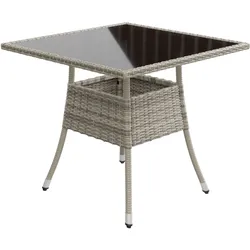 Eckiger Polyrattan Gartentisch Yoro - Grau