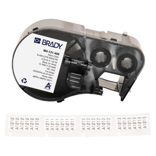 Brady M4-91-417, selbstlaminierendes Vinyl, Weiss/Transparent, 25.40 x 12.70(38.10) mm, permanent (25.40 mm) (M4-91-417)