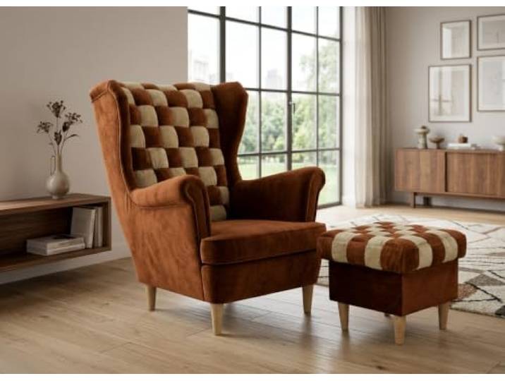 Family Meble Ohrensessel mit Fußhocker Carol Duo – Variante Duo Au7/Au2