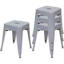 Proregal 4er-Set Hocker | Sitzhöhe 46cm | Metall, Industriedesign, stapelbar | Grau | Metallhocker Sitzhocker
