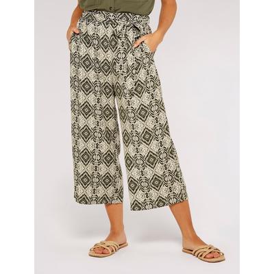 Culotte APRICOT "Culotte", Damen, Gr. S (36), N-Gr, grün (khaki), Obermaterial: 100% Viskose CV., gemustert, Hosen Culotte, mit Ikatmuster