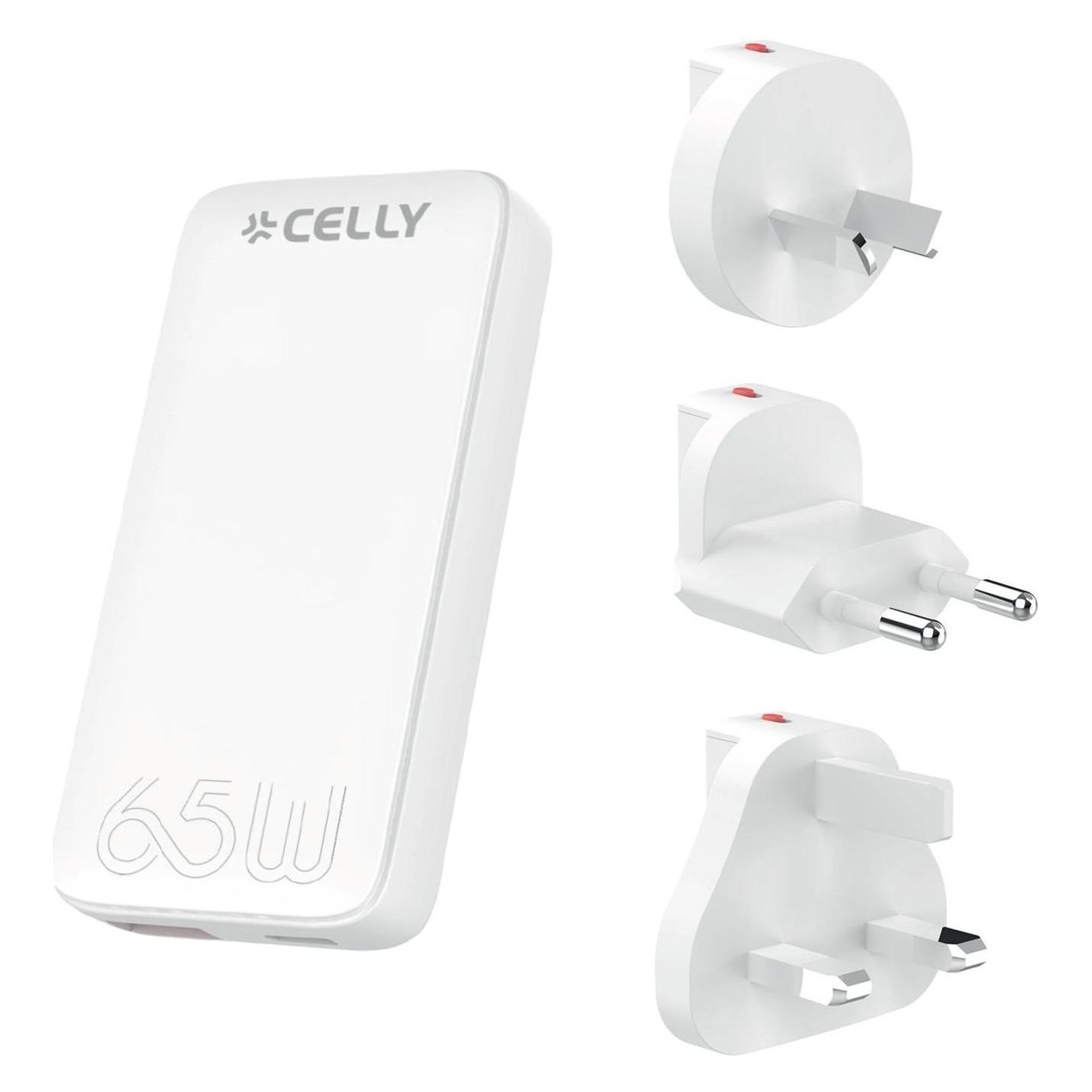 Celly UNIVERSAL TC 65W EU/UK/AUS/US (65 W, 2 Ports) (TCTRAVELUNI65W)