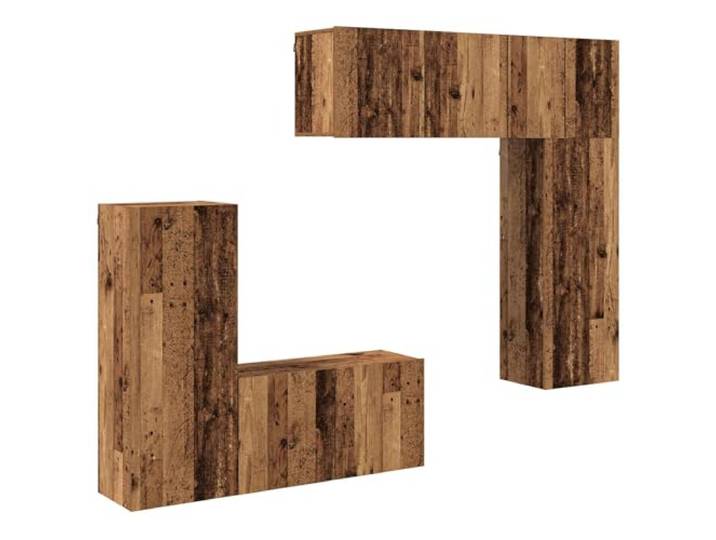 LKJephalotrop 5-TLG TV-Wandboard Set Altholz Holzwerkstoff Stilvolle Hängeschränke fürs Wohnzimmer oder Schlafzimmer schaffen bodenfreie Ordnung für Konsolen und Zubehör.