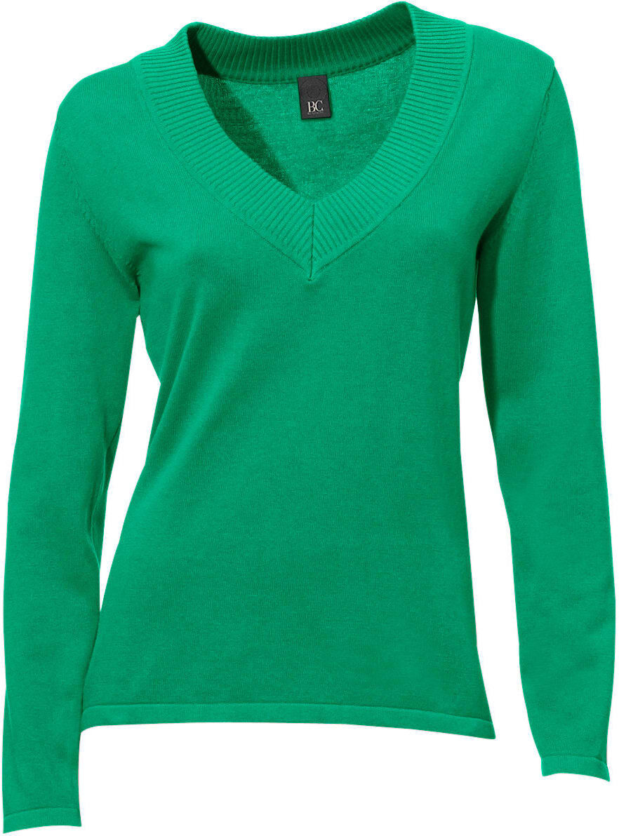 Strickpullover "V-Pullover", Damen, Gr. 50, grün, 100% Baumwolle, RICK CARDONA BY HEINE, unifarben, Pullover Strickpullover grün 50