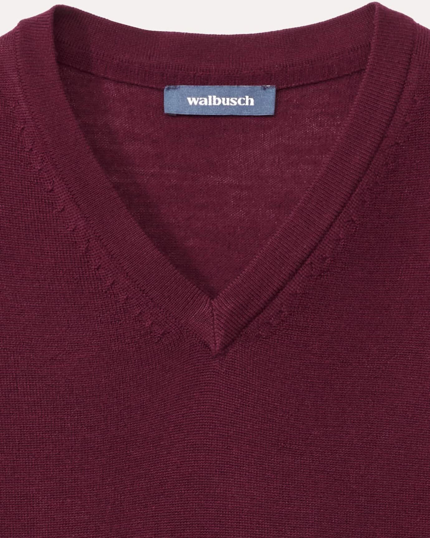 Walbusch V-Pullover Merino Extrafein, , Farbe Rot, 50, reine, extrafeine Merinowolle temperaturausgleichend Herren