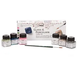 C. Kreul Glas- und Porzellanmalfarben "Chalky", 6x 20 ml und Pinsel